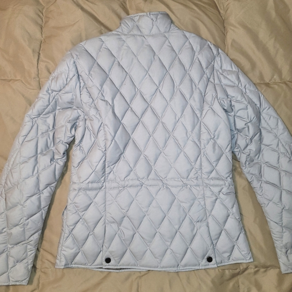 Eddie Bauer silver/gray quilted goose down Sz MT - Picture 8 of 16